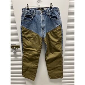 Men's Two-Tone Bootcut Jeans - Olive & Light Blue